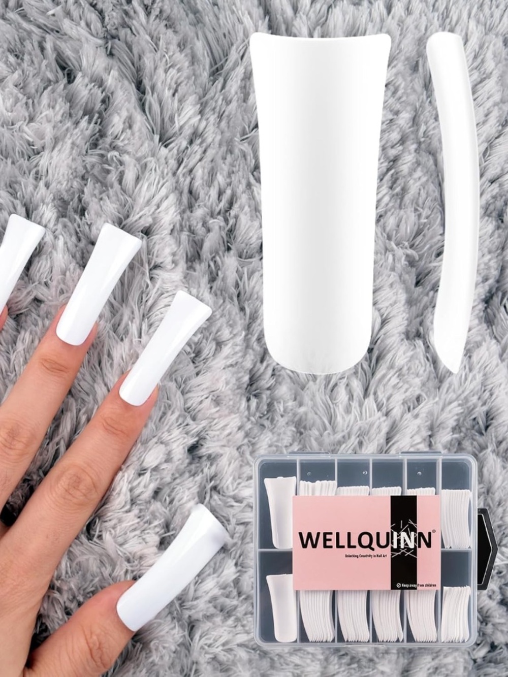 White Long Duck Feet 500 Press-On Nails